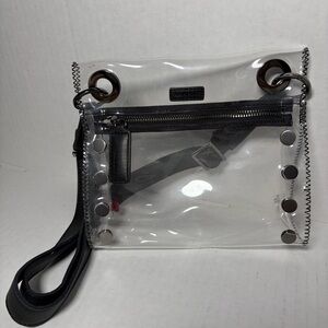 HAMMITT Tony Black Leather Trim Jelly Clear Crossbody Bag
